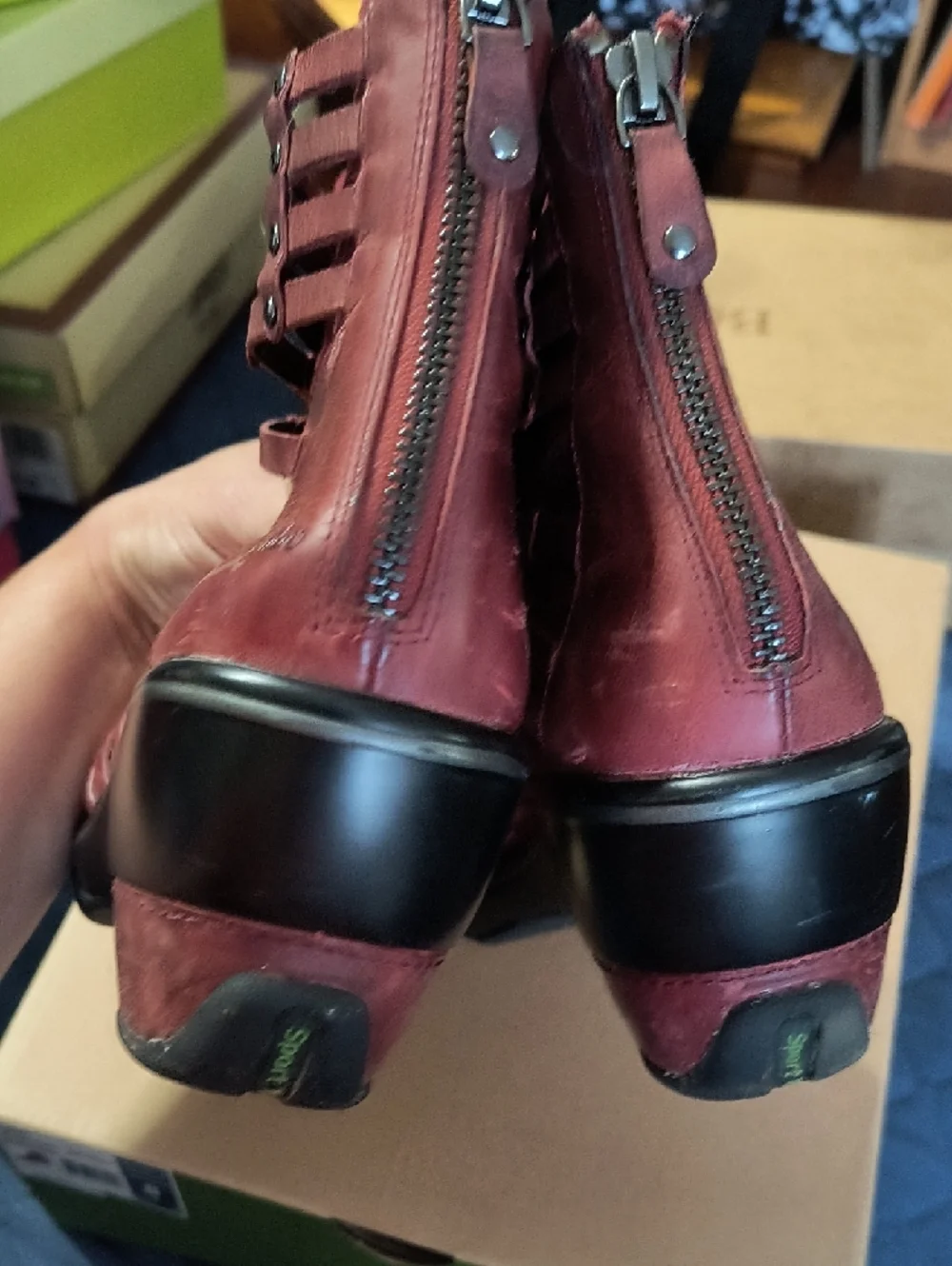 Jambu Burgundy Candy Wedge Ankle Boots - Picture 6 of 8